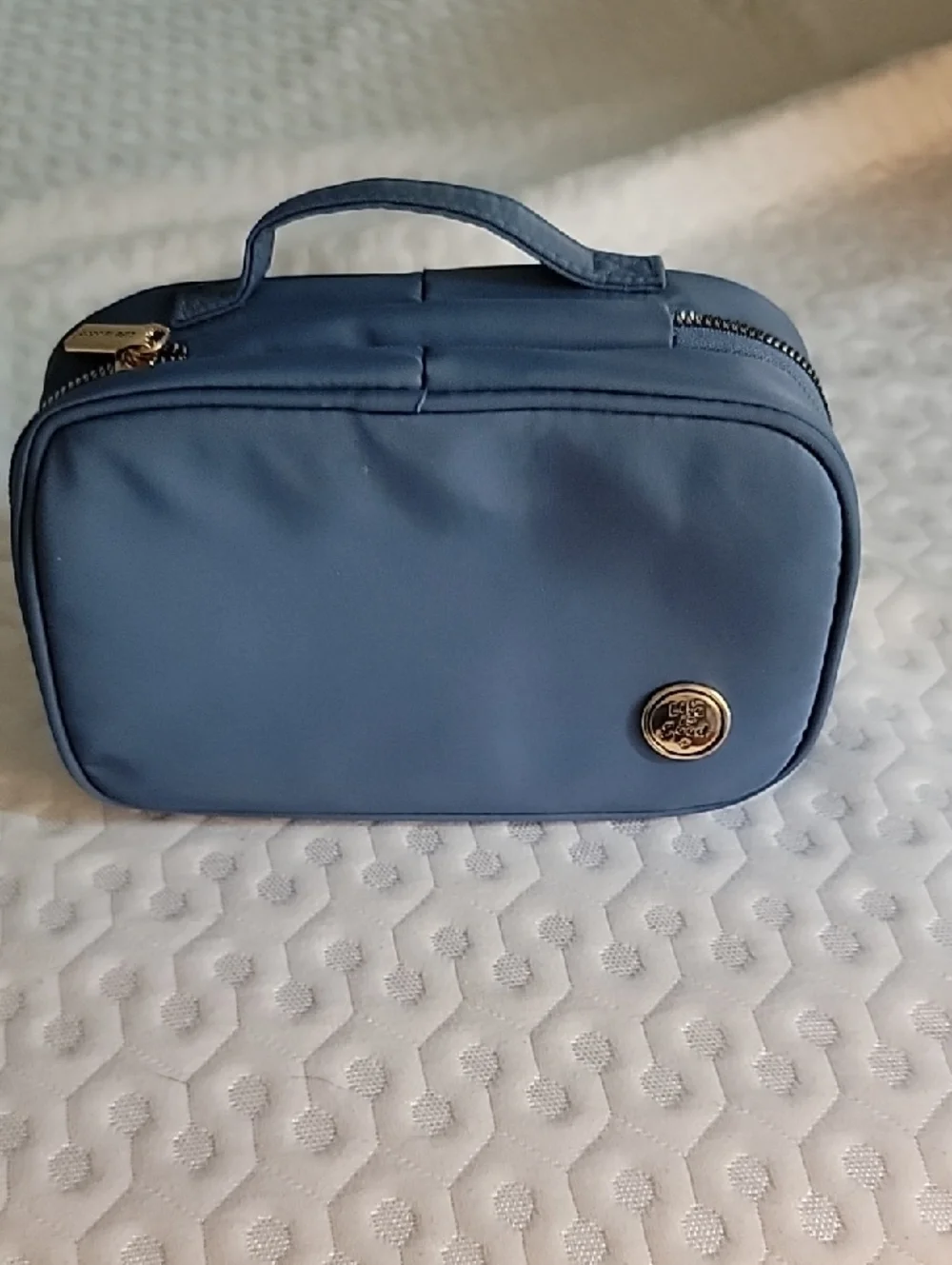 Life Is Good Slate Blue Double Compartment Cosmetic Pouch